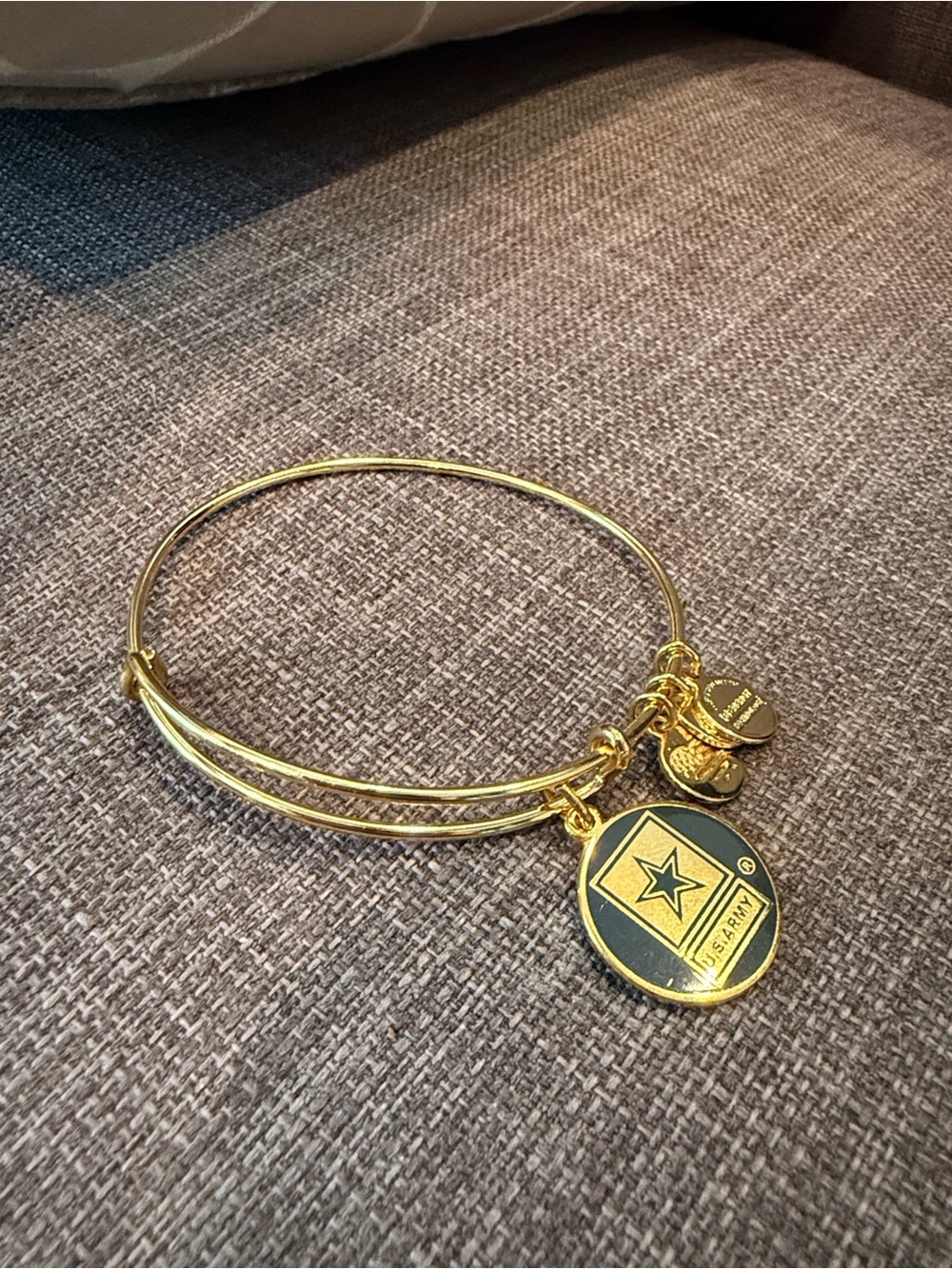 Alex & Ani Gold Tone Army Star Charm Bangle Bracelet